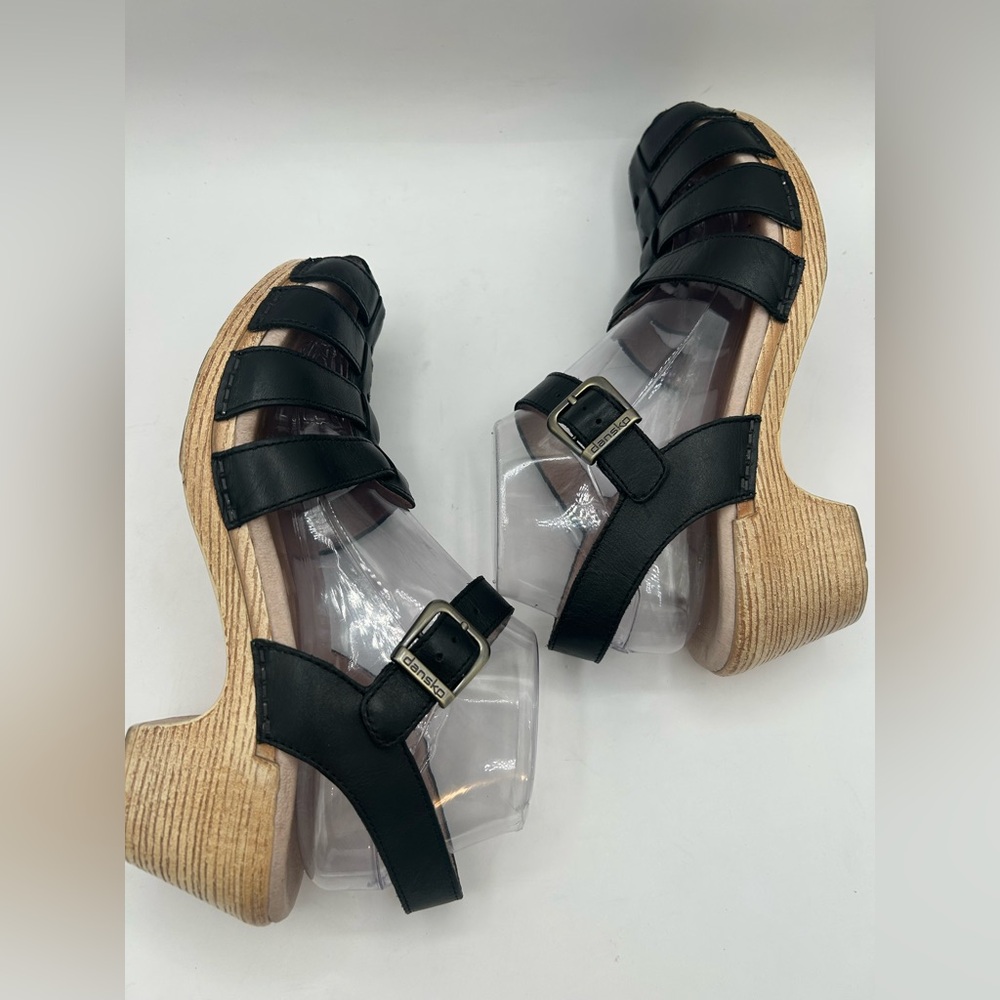 Dansko Milly Fisherman Woven Sandal in Black Leather, wood like soul size 39 - Picture 7 of 10